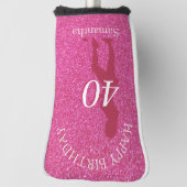 DAMES ROZE GLITTER VERJAARDAG GOLFHEADCOVER (Draai 90)