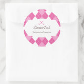 Dames Roze Golf Argyle Ronde Sticker (Tas)