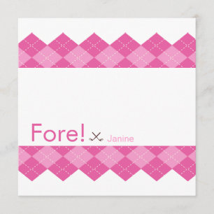 Dames roze Golf Party Shower Argyle Kaart