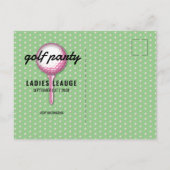 Dames Roze Golfparty Design Uitnodiging Briefkaart (Achterkant)