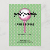 Dames Roze Golfparty Design Uitnodiging Briefkaart (Voorkant)