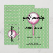 Dames Roze Golfparty Ontwerp Uitnodiging Briefkaart (Voorkant / Achterkant)