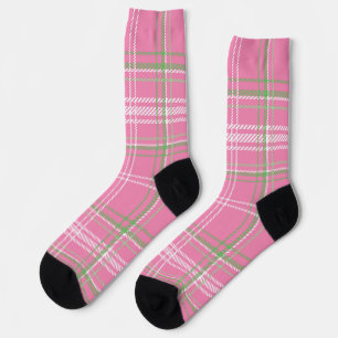Dames Roze Groen Witte Geruite Sokken
