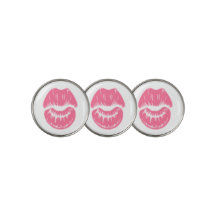 Dames roze lipstick KissMark Golf Ball Marker
