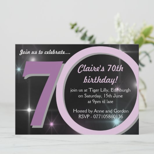 Dames Roze / Paarse Zeventigste Zeventigste Plecht Kaart (Staand voorkant)