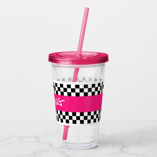 Dames Roze Racing Cup Acryl Drinkbeker (Achterkant)