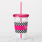 Dames Roze Racing Cup Acryl Drinkbeker (Voorkant)