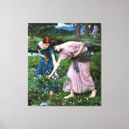 dames roze roze bloemen canvas afdruk (Voorkant)