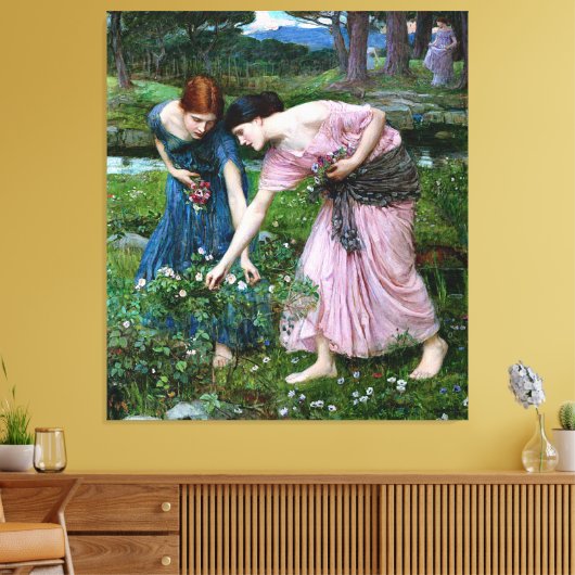 dames roze roze bloemen canvas afdruk (Insitu (Woonkamer))