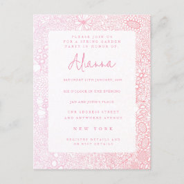 Dames Roze Tuin Scene Artiest Geïllustreerd Briefkaart