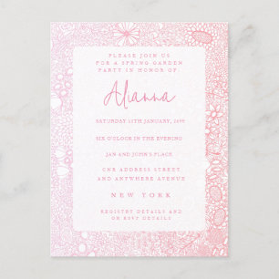 Dames Roze Tuin Scene Artiest Geïllustreerd Briefkaart