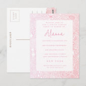 Dames Roze Tuin Scene Artiest Geïllustreerd Briefkaart (Voorkant / Achterkant)