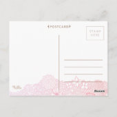 Dames Roze Tuin Scene Artiest Geïllustreerd Briefkaart (Achterkant)