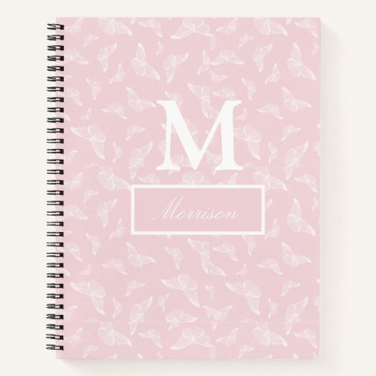 Dames roze vlinder spiraal notebook notitieboek (Voorkant)