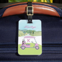 Dames Roze Waterverf Winkelwagen Monogram Naam