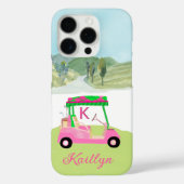 Dames Roze Waterverf Winkelwagen Monogram Naam Case-Mate iPhone Case (Achterkant)