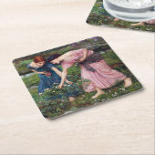 Dames Rozen, John William Waterhouse Kartonnen Onderzetters (Schuin)