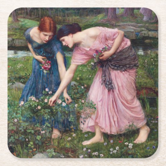 Dames Rozen, John William Waterhouse Kartonnen Onderzetters (Voorkant)