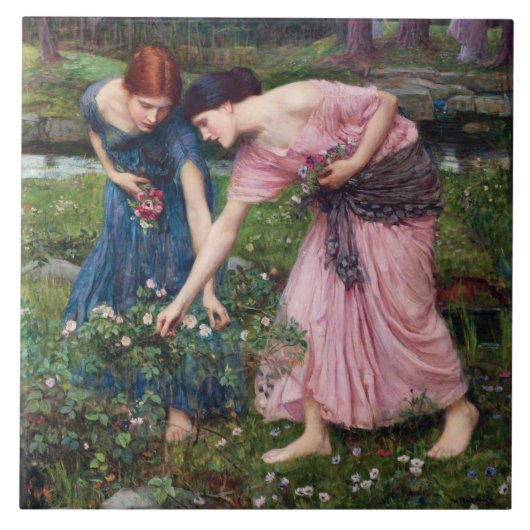 Dames Rozen, John William Waterhouse Tegeltje (Voorkant)
