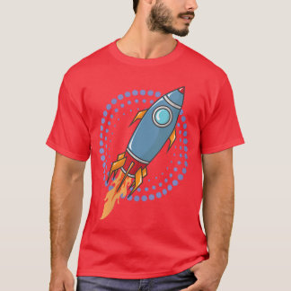 Dames ruimte raket ruimteschip strip raket V-hals T-shirt