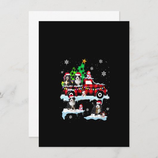 Dames Santa Bernedoodle Op Rode Geruite Pick-up Tr Kaart (Voorkant / Achterkant)