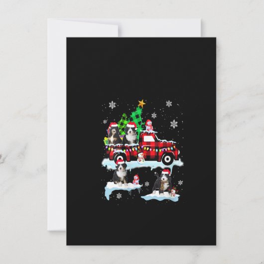 Dames Santa Bernedoodle Op Rode Geruite Pick-up Tr Kaart (Voorkant)