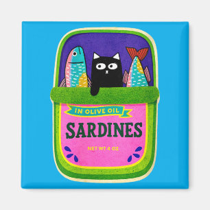 Dames Sardines Blikvis Retro Grafisch Zomer Magneet