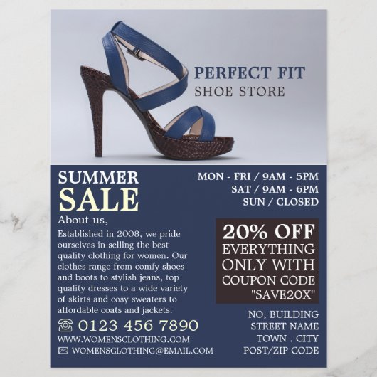 Dames schoenen, Dameskleding winkelreclame Flyer (Voorkant)