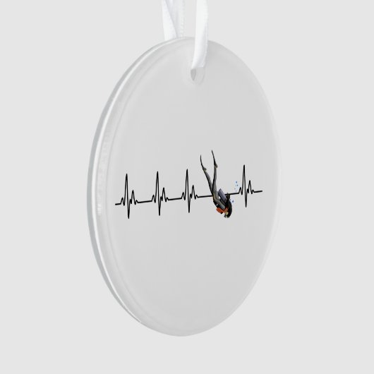 Dames SCUBA met duikende hartslag Ornament (voorkant)