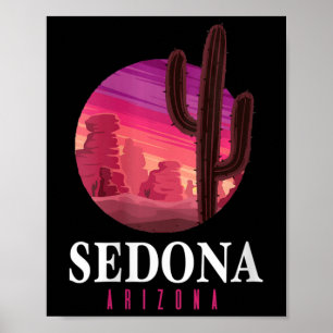 Dames Sedona Arizona Cactus Zonsondergang Woestijn Poster