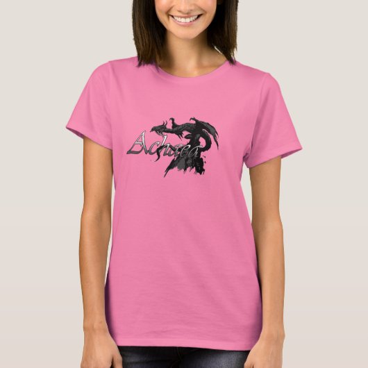 Dames shirt met twee kleuren met Achaea dragon log (Voorkant)