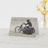 dames sidecar scrambling verjaardag kaart (Gele Bloem)