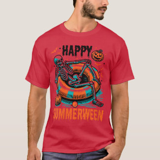 Dames Skelet Float Zomer Halloween Gelukkige Summe T-shirt