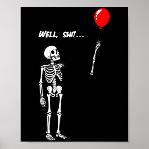 Dames Skelet Verloren Ballon Grappig Donkere Humor Poster