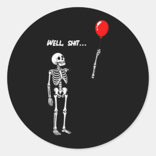 Dames Skelet Verloren Ballon Grappig Donkere Humor Ronde Sticker