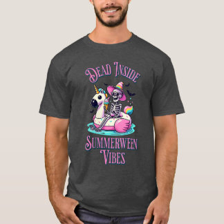 Dames skelet zwembad drijver Summerween sfeer grie T-shirt