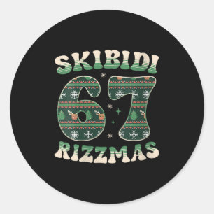 Dames Skibidi Rizzmas 67 Zes Zeven Meme Lelijke Ke Ronde Sticker