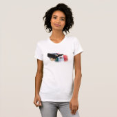 Dame's slapeloze T-Shirt met Eagle en Vlag (Voorkant volledig)