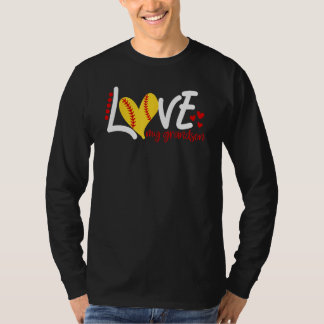 Dames Softbal Hou van mijn kleinzoon  voor mannen  T-shirt