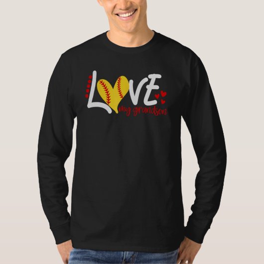 Dames Softbal Hou van mijn kleinzoon voor mannen T-shirt (Voorkant)