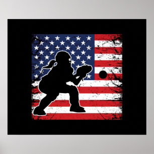 Dames Softball Catchers Gear Stuff Vlag Verenigde  Poster