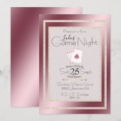 Dames Spel Nacht Gouden Glitter Roze Azen Kaart (Voorkant / Achterkant)