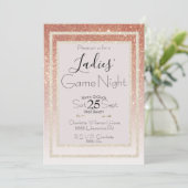 Dames Spel Nacht Roze Blush en Gouden Glitter Kaart (Staand voorkant)