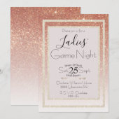 Dames Spel Nacht Roze Blush en Gouden Glitter Kaart (Voorkant / Achterkant)