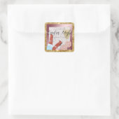 Dames Spel Nacht Roze Dice & Gouden Diamanten Vierkante Sticker (Tas)