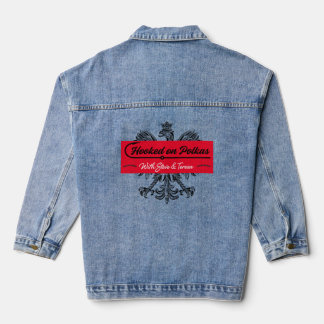 Dames spijkerjasje met Hooked on Polkas Logo Denim Jacket