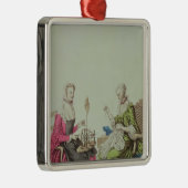 Dames spinnen en naaien, c.1765 metalen ornament (Rechts)