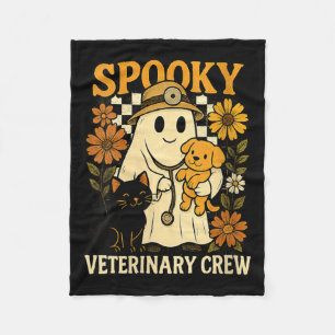 Dames spookbeeld met zwarte kat hond dierenarts fleece deken