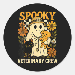 Dames spookbeeld met zwarte kat Hond Dierenarts Ronde Sticker