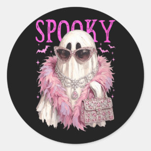 Dames spooky cute glamour spookbril Halloween Ronde Sticker